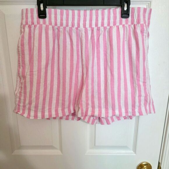 Old Navy Size LG Pink and White Striped Shorts EUC - Picture 1 of 5